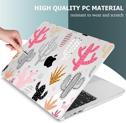 Mektron for 2025 M4 MacBook Air 13.6 Inch A3240 Case Fits 2023 A2681 M2 2024 A3113 M3 Chip with Liquid Retina Display Touch ID, Printed Plastic Hard Shell Cover for MacBook Air 13.6", Colorful Cacti