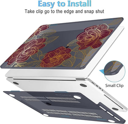 Mektron Case for MacBook Pro 16" M4 A3403 A3186 M3 A2991 M2 A2780 M1 A2485 (2021/2023/2024) Pro/Max with Touch ID, Hard Shell Plastic Laptop Cover Keyboard Cover Screen Protector, Golden Rose