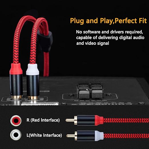 RCA Cable 50Ft,2Rca Male to 2-Rca Male Audio Stereo Subwoofer Cable [Hi-Fi Sound] Nylon-Braided Auxiliary Audio Cord for Home Theater, HDTV, Amplifiers, Hi-Fi Systems,Speakers and etc(50Ft/15M)