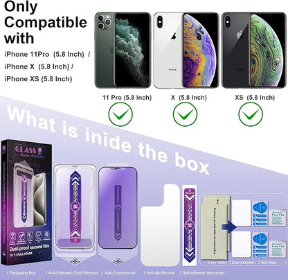 2 Pack Anti Blue Light Matte Screen Protector for iPhone 11 Pro and iPhone xs and iPhone x 5.8-Inch Auto Dust Removal, No Bubbles, Tempered Glass Film, Easy Installation