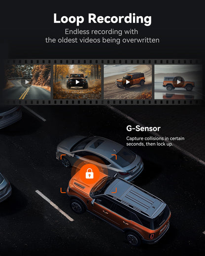 WOLFBOX G840S 12" 4K Mirror Dash Cam Backup Camera with 32GB Card and GPS