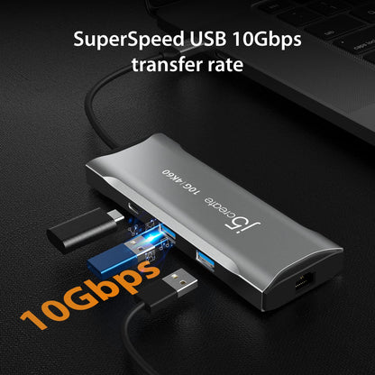 j5create Laptop Docking Station, 9-in-1, 4K60Hz HDMI, USB-C 10Gbps