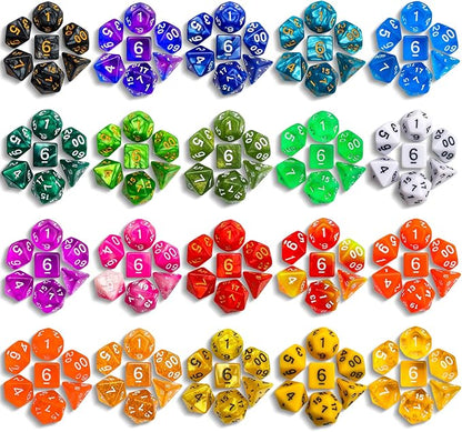 CiaraQ DND Dice Sets - 20 X 7 Polyhedral Dice (140pcs) with a Large Drawstring Bag Great for Dungeons and Dragons, Role Playing Table Game.