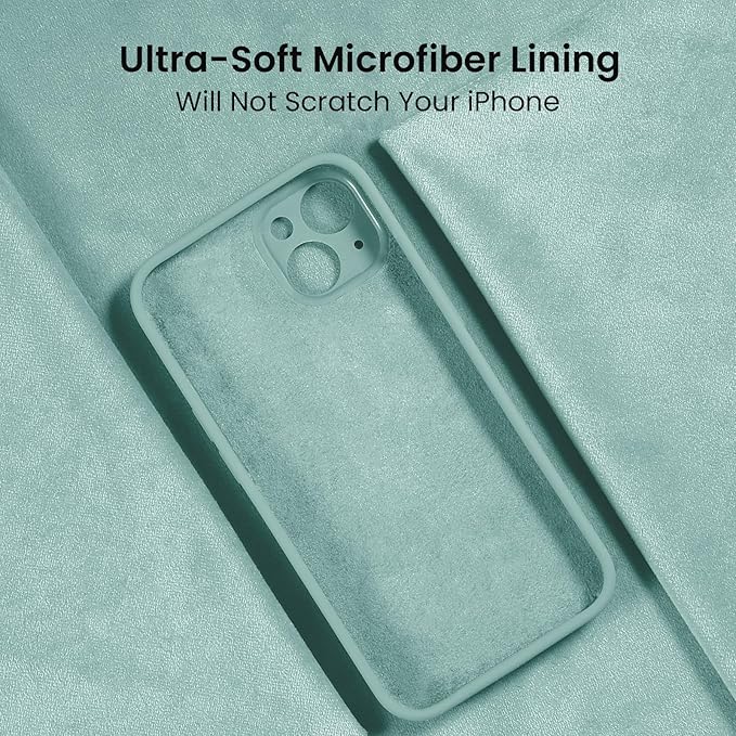 FireNova Designed for iPhone 15 Case, Silicone Upgraded [Camera Protection] Phone Case with [2 Screen Protectors], Soft Anti-Scratch Microfiber Lining Inside, 6.1 inch, Mint Green