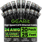 GEARit Cat6 Patch Cables Cat 6 Ethernet Cable 1 ft 20-Pack Purple