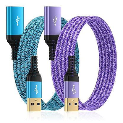 USB Extension Cable 6FT, 2Pack USB Extender USB3.0 Extension Cord Type A Male to Female Extender Cable 5Gbps High Speed Data Transfer for Gamepad,Keyboard,Webcam,Mouse,Camera,Flash Drive,Hard Drive