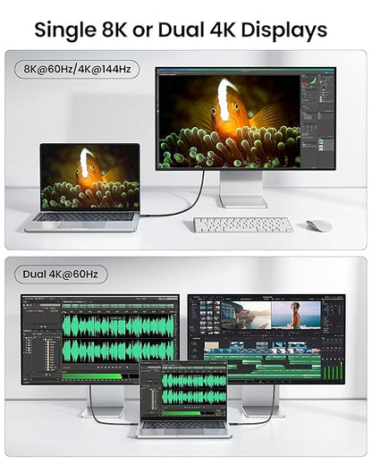 Silkland USB C Data Cable 40Gbps, USB4 for Thunderbolt 4 Cable 1.6FT, Supports 240W PD 3.1 Charging, [8K/6K 60Hz] USB C Monitor, Compatible with MacBook, SSD, Hub,Docking, eGPU, iPhone 16