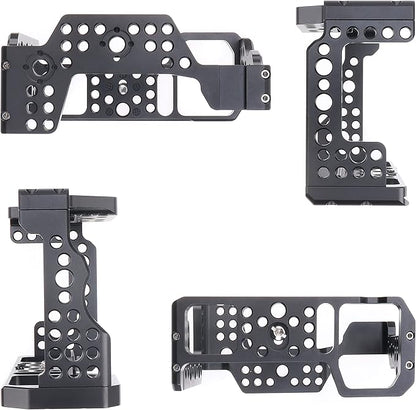 Hersmay A7III Cage with Top Handle, A9 Camera Cage for Sony A7III / A7RIII /A9 /A7II Mirrorless Camera, Multiple 1/4" 3/8" Screw Holes for Vlogging Video Shooting Filmmaking Rig