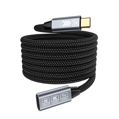 HOTUTUKI USB C Extension Cable 16.5FT, 20Gbps/100W USB3.2 Type C Extender Cord, 4K@60Hz Video Output Nylon Braided USB C Male to Female Extension Charging Cable Compatibility with Thunderbolt 4/3