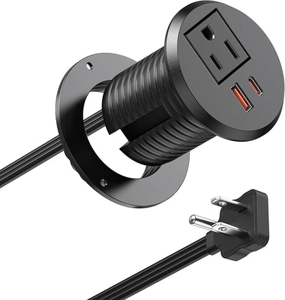Desktop Power Grommet 2 inch Hole,PD 30W USB C Fast Charging Station,Ultra Thin Flat Plug Power Strip,Recessed Outlet,Slim Outlet Extender for Office,Table Outlets for Home,Office,6ft Cable