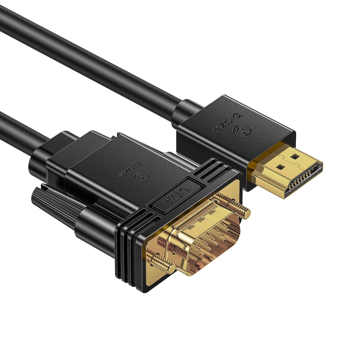 biaze 6ft HDMI to VGA Cable – 1080P HD Video Converter Cord for Laptop, TV Box, PS4, Monitor, Projector (Black, 1.8M)