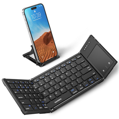 Samsers Full-Size Foldable Bluetooth Keyboard with Larger Touchpad, Black