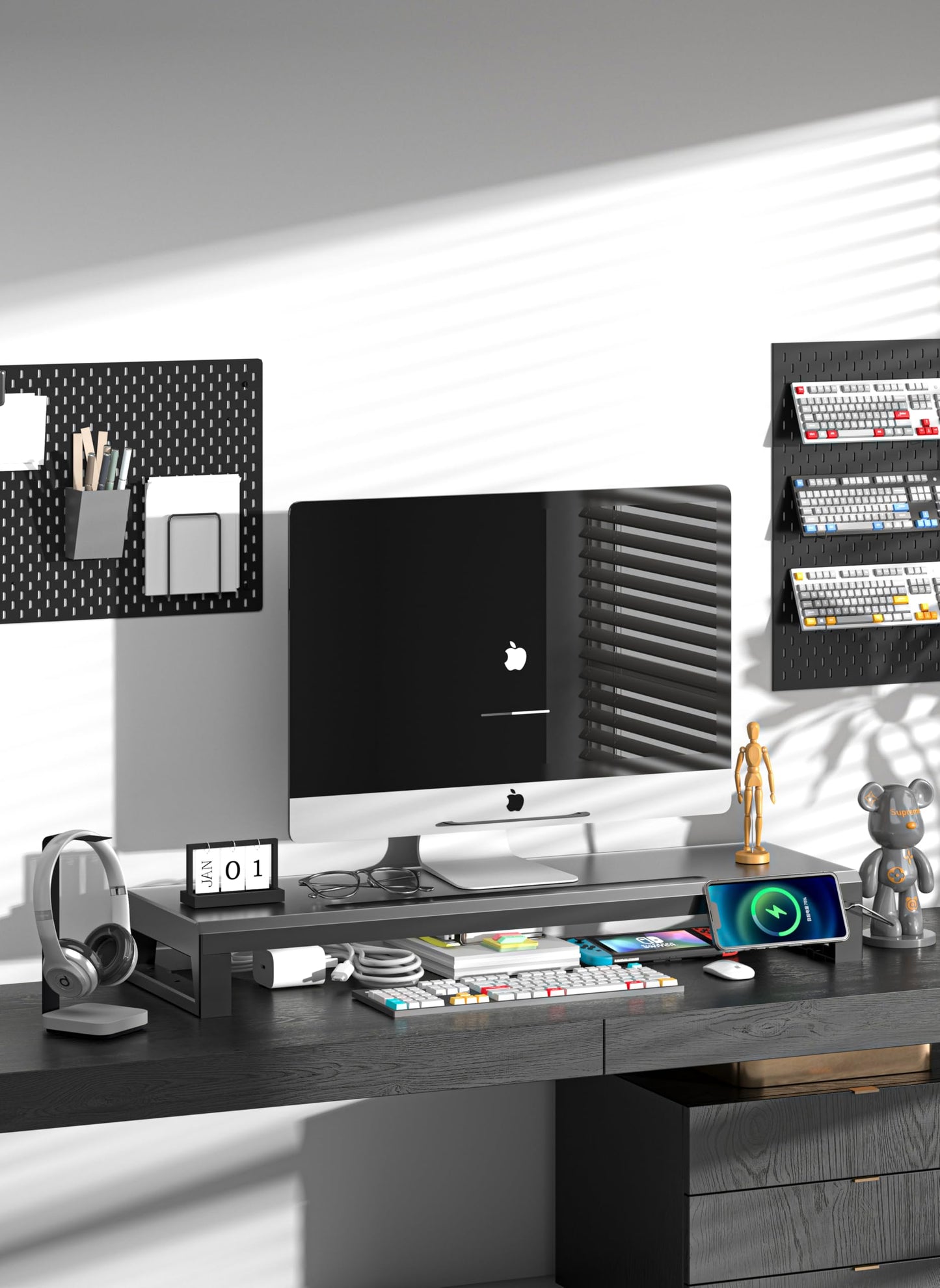 GECKOSTROLL Computer monitor stand (USB Hub Fast Charging Version, 700mm)
