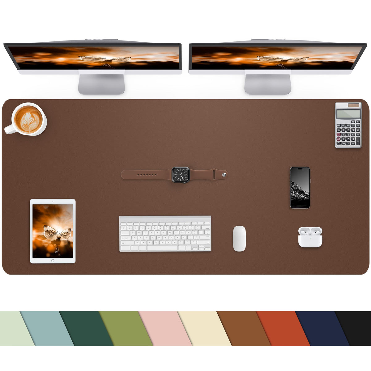 Leather Desk Pad Protector, Office Mat, Large Mouse Pad, Non-Slip Blotter, Laptop Pad, Waterproof Writing Pad for Office & Home (Grey Blue, 40" x 17")
