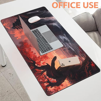 Mouse Pad Large Fantasy Landscape Non-Slip Gaming Desk Mat with Stitched Edge Laptop Keyboard Desk Pad for Work Home Gaming (35.4 x 15.7 Inches)