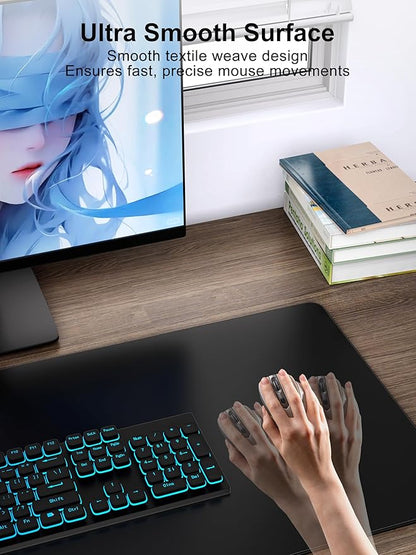 TopMade Mouse Pad with 15W Fast Wireless Charging, 35.43"x15.75" XXXL Large Gaming Mousepad, Waterproof Desk Pad, Classic Black Computer Desk Mat(Includes 20W PD Power Adapter & 6.56ft Woven Cable)