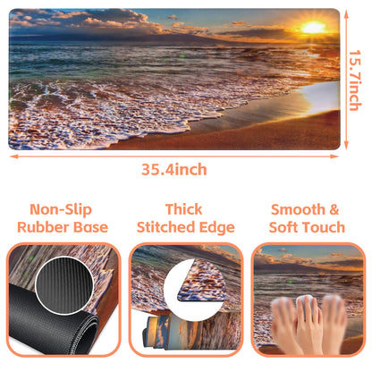 NIYLYNSYN Mouse Pad Large Nice Sunset Non-Slip Game Desk Mat with Stitched Edge Laptop Keyboard Desk Pad for Work Home Gaming (35.4 x 15.7 Inches)