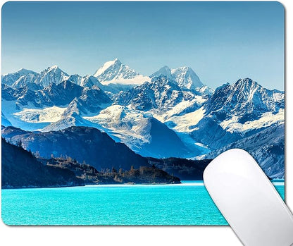 Snow Mountain Mouse Pad, Scenic Lake Mousepad for Design, Anti-Slip Rubber Base Wireless Mouse Pads for Laptop