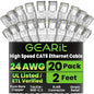 GearIT Cat 6 Ethernet Cable (20-Pack 2 Feet) Cat6 Network Patch, 10Gbps, RJ45, Snagless Cord, Gold-Plated Connectors, Internet for PC, TV, Tablet, Router, Printer, Servers, IT Data Center - White