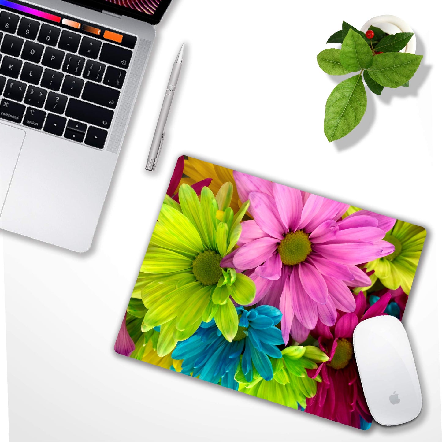 SHALYSONG Watercolor Flower Mouse Pad, 9.5"x7.9" Non-Slip Laptop Mousepad