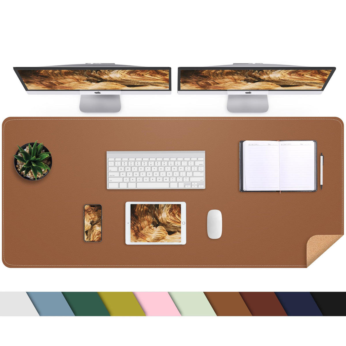 AFIING Leahter Desk Pad 47" x 17", Red,Desk Cover mat