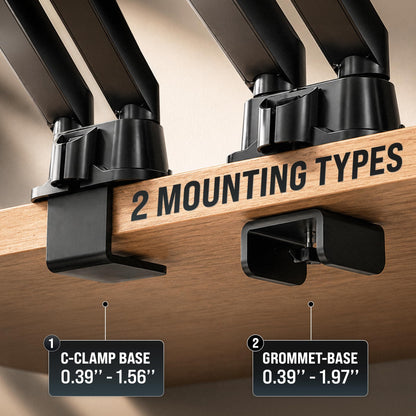 EVEO Premium Dual Monitor Mount 14"-32” Dual Monitor Arm VESA Bracket Adjustable Height Gas Spring Dual Monitor Stand, Screen Full Motion Dual Monitor Arm-Computer Monitor Stand for 2 Screens - Black