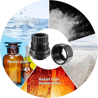 25 PCS 1/4"(4-8mm) NPT Nylon Cable Gland Joints with Gaskets, IP68 Adjustable Lock Nut Strain Relief Cord Grip Waterproof Cable Glands - UL Listed and RoHS Compliant