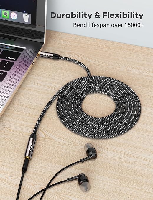 VIOY Headphone Extension Cable 30 FT,[Copper Shell, Hi-Fi Sound] 3.5 mm Male to Female Stereo Audio Cable Nylon Braided Aux Cord for Smartphones, Tablets, Media Player