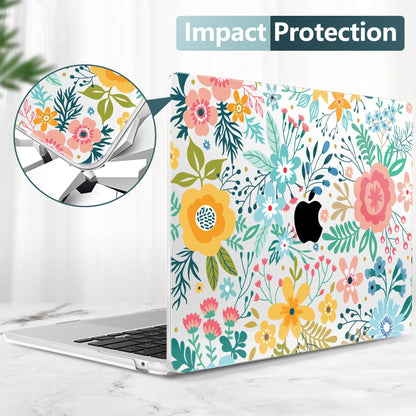 TWOLSKOO for MacBook Air 15 inch Case 2026 2025 2024 2023 Release M5 A3448 M4 A3241 M3 A3114 M2 A2941, Plastic Hard Shell & Screen Protector & Keyboard Cover & Trackpad Film, Abstract Flower