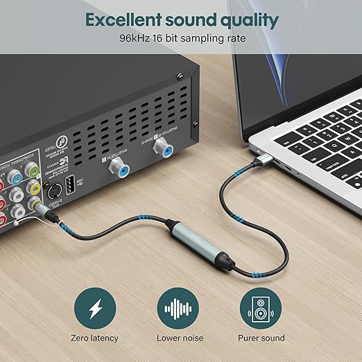 Adoreen Unidirectional USB A 2.0 to Toslink Digital Optical Audio Cable 10 Ft, USB Male to SPDIF Port Male Fiber Optic Adapter, for Windows Mac PS5/PS4 Laptop, NOT for TV -NOT Toslink to USB-A