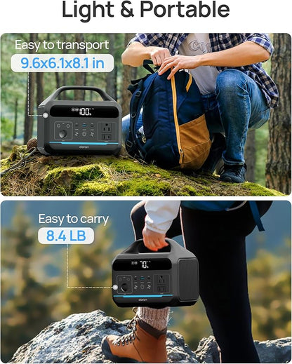 DARAN Portable Power Station 600W(1200W Surge) - 288Wh(90,000mAh) Solar Generator LiFePO4 Battery with AC DC Outlets, 8.3LB Portable Charging Station for Camping, RV, Home, Emergency (Solar Optional)