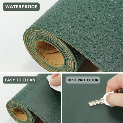 AFIING Leather Desk Pad Protector, Large Desk Mat with Natural Cork & PU Leather, Mouse Pad, Non-Slip, Waterproof Desk Writing Pad for Office and Home (Dark Green)
