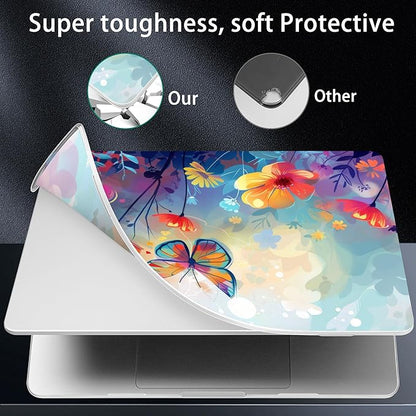 for MacBook Pro 16 inch Case 2021 2022 2023 2024 Release A3186 A3403 M4 A2991 M3 A2780 M2 A2485 M1 Pro/Max, Hard Shell Case with Screen Protector & Keyboard Cover, Flowers & Butterflies