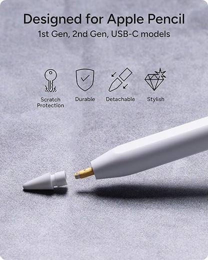 ZAGG Replacement Tips for Apple Pencil 1st Gen, 2nd Gen, & USB-C - Pack of 4, Smooth Writing, Perfect Friction, Pastel Pink, Blue, Green, & White