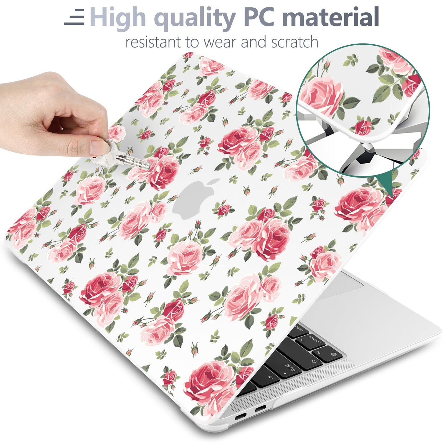 Batianda LumiArt Case for MacBook Air 13 inch 2018-2020, Pink Roses