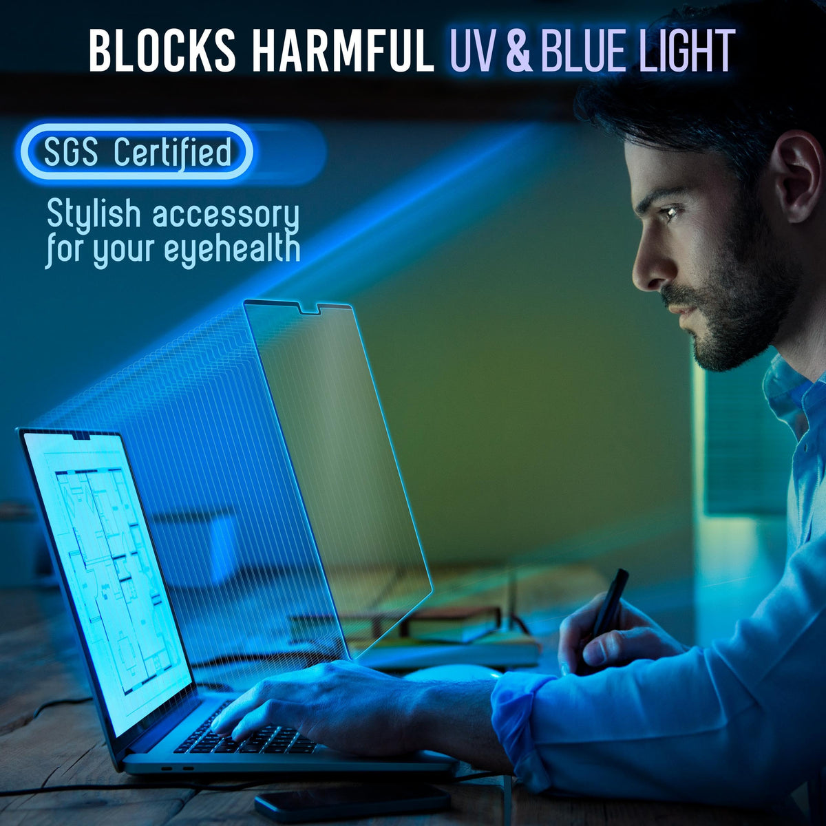 VINTEZ Magnetic Blue Light Screen Protector Compatible With MacBook Pro 14" 2021, 2022, 2023, 2024, 2025, M1, M2, M3, M4, M5 Anti Blue Light Blocking Filter for Laptop