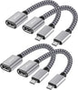USB to Micro USB Adapter 4 Pack, Unidirectional Micro USB Male to USB Female 2.0 OTG On-The-Go Cable Converter, Nylon Braided, Aluminum Shells for S7 LG, Flash Drive, Mouse, Keyboard, Game Controller