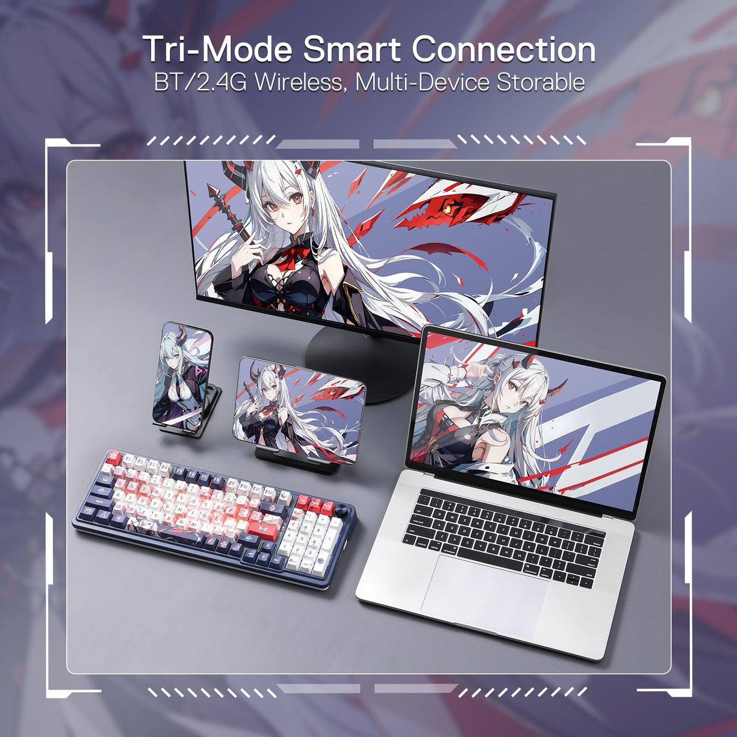 Redragon K686 PRO Wireless RGB Gasket Gaming Keyboard, Dye-Sub Anime Keycap