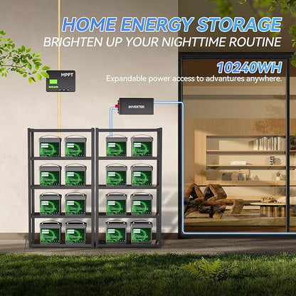 12V 50Ah LiFePO4 Lithium Battery, Built-in 50A BMS, Deep Cycle Up to 4000+ Cycles Lithium Iron Phosphate Rechargeable Battery for Solar, Marine, Home Energy Storage, Off-Grid Applications - 2 Packs