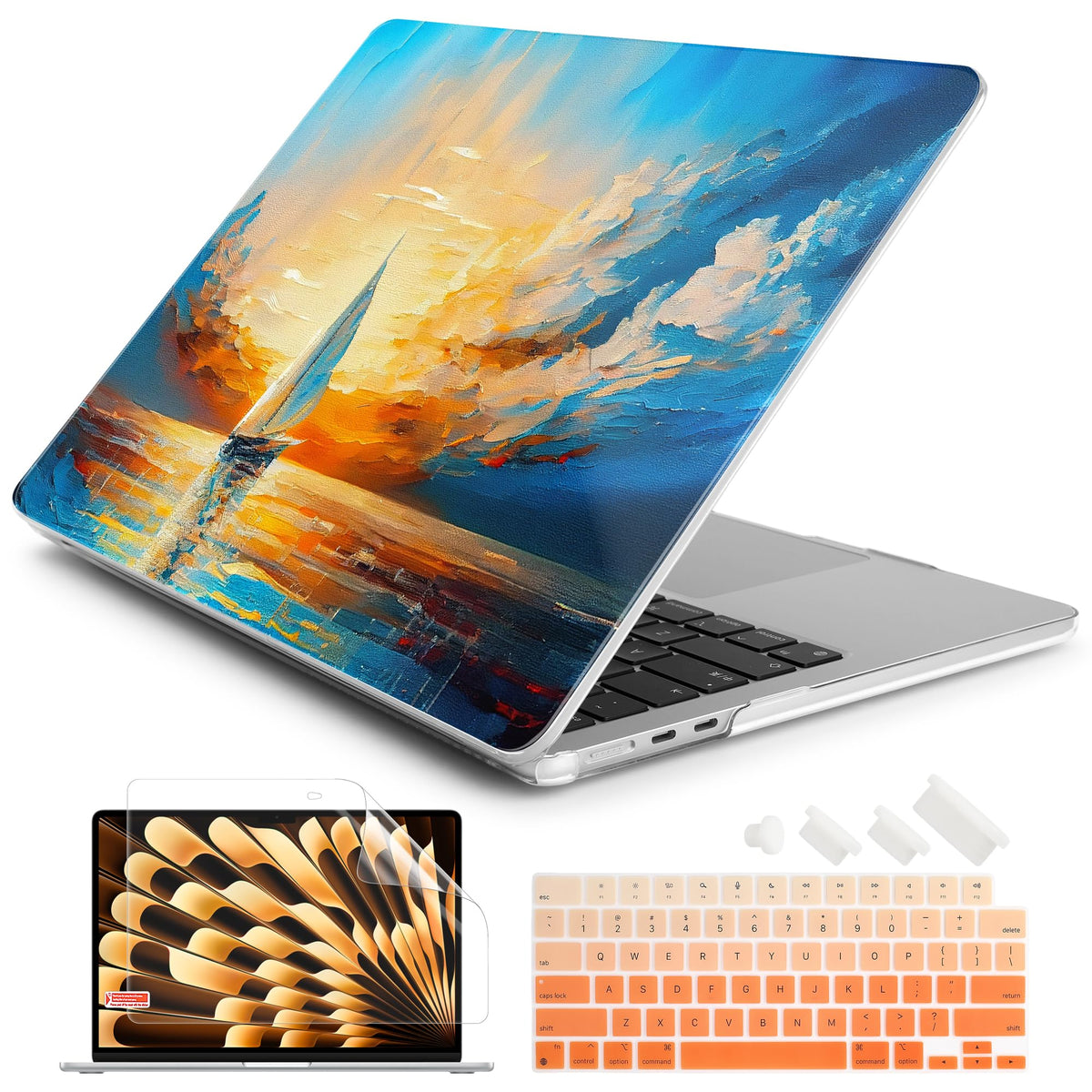Batianda Case for MacBook Air 15" with M5 M4 M3 M2 Chip, Golden Lotus