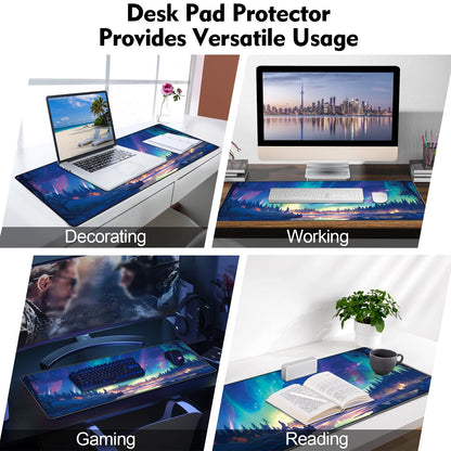 Galdas Mouse Pad for Gaming,Aurora Background Pattern XXL XL Large Mouse Mat Long Extended Mousepad Desk Mat Non-Slip Rubber Mice Pads Stitched Edges Thin (31.5 x 11.8 x 0.12 Inches)