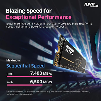 KLEVV CRAS C925G 1TB M.2 2280 NVMe PCIe Gen4x4 Internal Gaming SSD with Graphene Heatsink, Compatible with PS5, up to 7400MB/s (K01TBM2SP0-25G)