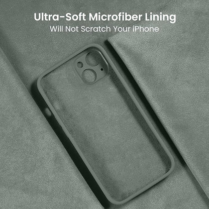 FireNova Designed for iPhone 13 Case, Silicone Upgraded [Camera Protection] Phone Case with [2 Screen Protectors], Soft Anti-Scratch Microfiber Lining Inside, 6.1 inch, Calke Green