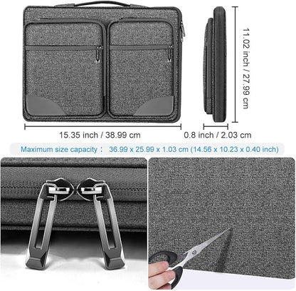 Hseok Laptop Case 15 15.6 16 inch Sleeve with Handle and Hidden Strap,Compatible with MacBook Pro 15.4 16, 360° Protective PC Briefcase with 4 Pockets for Laptop Accessory,Easy to Carrying, Grass ash