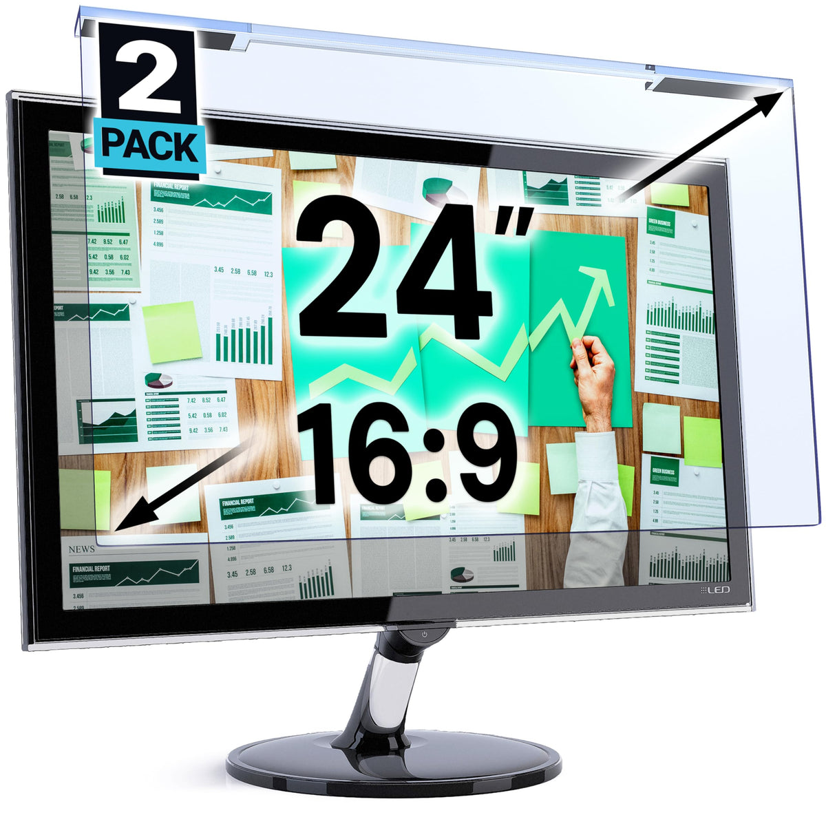 VINTEZ Blue Light Screen Protector for 14 Inch Computer Monitor and Laptop – Anti-UV Blue Light Blocking Film for Desktop PC, Eye Protection Filter, 12.6" x 8.1", 2 Pack