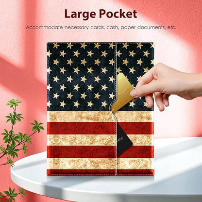 DTTO for iPad 11th (A16)/ 10th Generation Case with Keyboard (2025/2022), 7 Colors Backlit Wireless Detachable Keyboard Leather Folio Cover with Pencil Holder & Pocket, US Flag