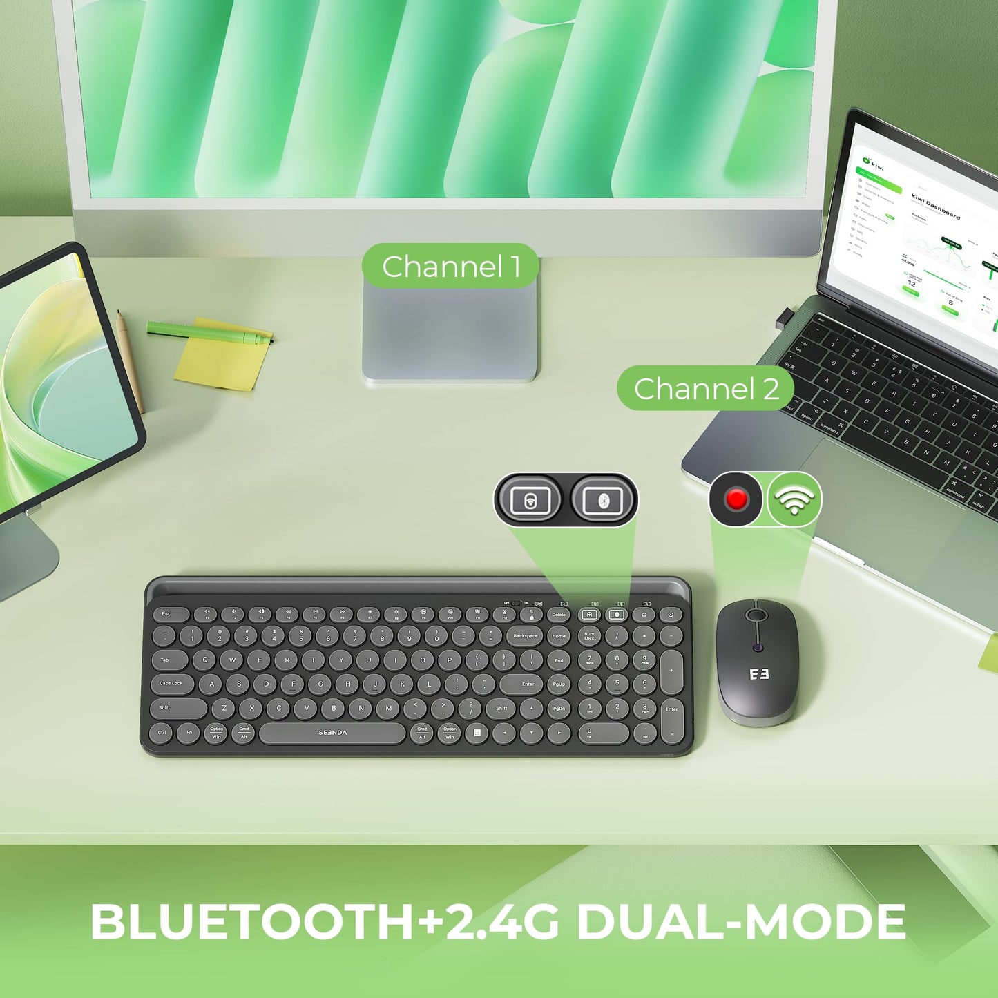 seenda CTU-301 Bluetooth Keyboard and Mouse Combo for iPad,Black