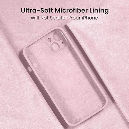 FireNova Designed for iPhone 14 Case, Silicone Upgraded [Camera Protection] Phone Case with [2 Screen Protectors], Soft Anti-Scratch Microfiber Lining Inside, 6.1 inch, Chalk Pink