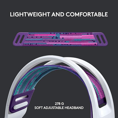 Logitech G733 Lightspeed Wireless Gaming Headset, Suspension Headband, Lightsync RGB, Blue VO!CE Mic, PRO-G Audio – White, Gaming Headset Wireless, PC, PS5, PS4, Switch Compatible