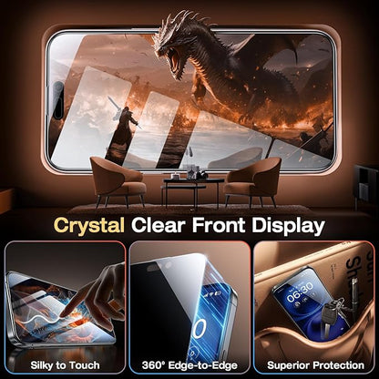 EGV Compatible for iPhone 16/iPhone 15 Privacy Screen Protector [9H+ Military Grade Shatterproof & 100% Anti Spy], Privacy Screen iPhone 16/iPhone 15 Tempered Glass, Full Coverage Protection, 2 Packs